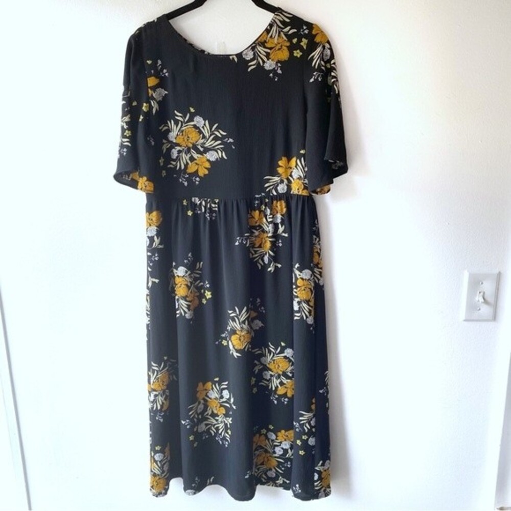zara black floral midi dress